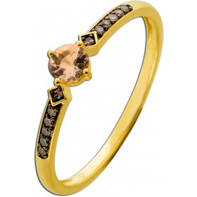 Morganit Ring Gold 585 14K rosa Morganit 0.12ct Champagner Diamanten 0.12ct