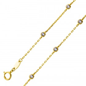 Ankerarmband 0,7mm Gelbgold 333 8 Karat weiße Zirkonia 
