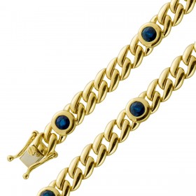 Panzerarmband Gelbgold 585 14K blaue Saphir Edelsteine 1.98ct