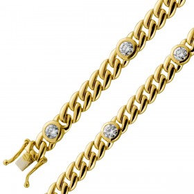 Panzerarmband Cuban Gelbgold 585 14K Brillanten 1.75ct TW VSI 