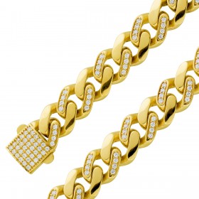 Panzerarmband Gelbgold 333 8K weiße Zirkonia Diamantlook