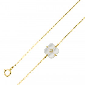 Perlmutt Armband Kleeblatt Gelbgold 585 14K Brillant 0.015ct 