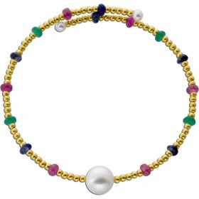 Flexibler Armreif Gelbgold 585 Süßwasser Zuchtperle