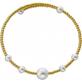 Flexibler Armreif Gelbgold 585 Süßwasser Zuchtperlen