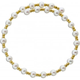 Flexibler Armreif Gelbgold 585 Süsswasser Perlen