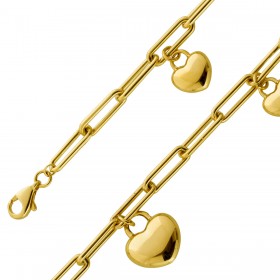 Paperclip Herz Armband Gelbgold 585 14 Karat