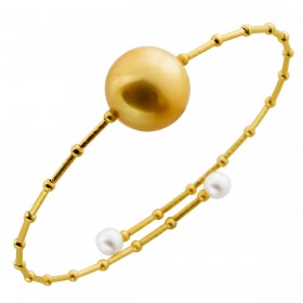 Perlen Armreif Gold 750 18K goldene Südseeperle Süsswasser Zuchtperlen