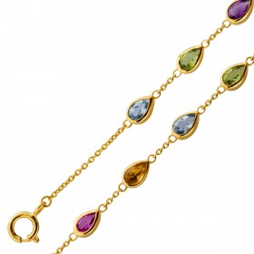 Ankerketten Armband Gold 585 14K Nat pinke Saphire Peridot Citrine Blautopase Amethyste 