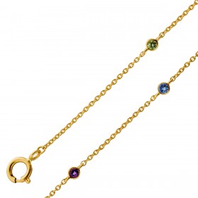 Amethyst Armband Gold 585 14K Nat Citrin Peridot Blautopas 0.16ct.