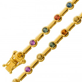 Saphir Armband Gold 585 14K bunte nat. Saphir Edelsteine 3.30ct