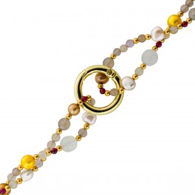 Perlenkette Edelsteinkette Bergkristall Achat Granat 92cm 