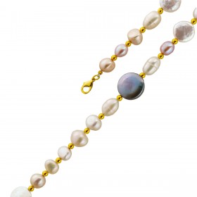 Perlenkette 48cm Süßwasserperlen 6-4-14mm