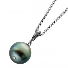 Erbskette Silber 925 Tahiti Perlen Anhänger anthrazit grün pink 