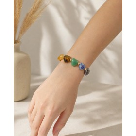 Armband roter Karneol gelber Citrin grüner Aventurin blauer Lapis lila Amethyst brauner Tigerauge