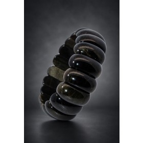 Obsidian Armband schwarz goldene nat. Edelsteine 265ct