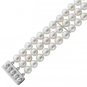 Perlenarmband Silber 835 Akoyaperlen Antikschmuck