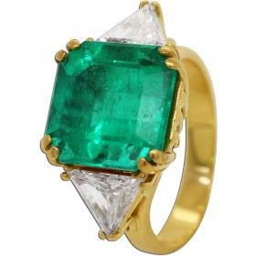 Smaragdring Gelbgold 585 14K Kolumbien Smaragd 6.5ct Diamanten 1.50ct