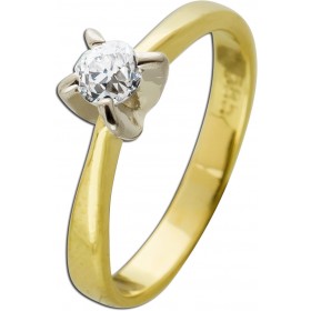 Solitärring Gelbgold 585 14K Diamant 0.30ct Antikschmuck