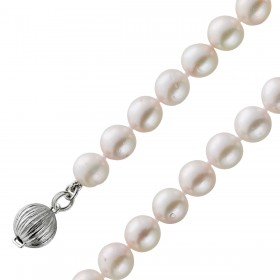 Perlenkette 41cm Japanische Akoyaperlen 8mm Silber 925
