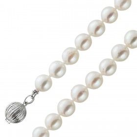 Perlenkette 41cm Japanische Akoyaperlen 8mm Silber 925