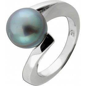 Perlenring  Weißgold 585 14K Tahitiperle 11mm grau silber