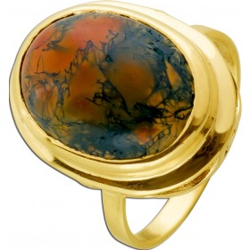 Obsidian Ring Gold 333 8K mahagoni grüner Edelstein Antikschmuck