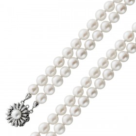 Perlenkette 44-47cm japanische Akoyaperlen 7mm Weißgold 585 14K