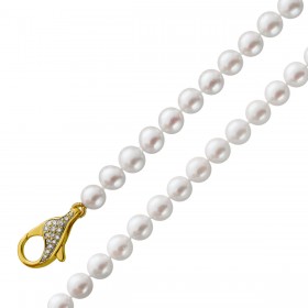 Perlenkette 87cm Gold 585 14K Akoyaperlen Brillanten 0.5ct