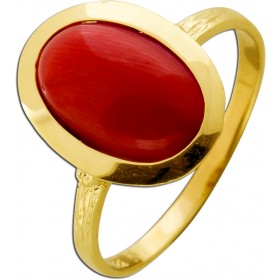 Korallring Gold 333 8K rote Sardische Koralle Antikschmuck