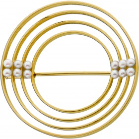 Perlenbrosche Gold 585 14K Orient Perlen Antikschmuck