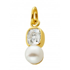Diamantanhänger Gold 585 14K Diamant  Akoyaperle Antikschmuck
