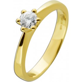 Verlobungsring Gelbgold 585 14K Solitär Diamant 0.32ct GIA Zertifikat
