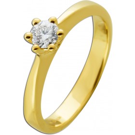 Verlobungsring Gelbgold 585 14K Solitär Diamant 0.34ct GIA Zertifikat