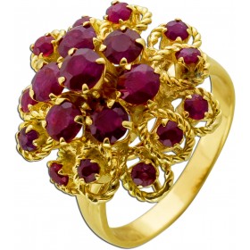 Rubin Ring Gold 750 18K rote Edelsteine Antikschmuck