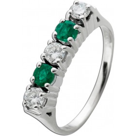 Smaragdring Weißgold 585 14K grüne Edelsteine 0.36ct. Diamanten 0.45ct