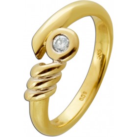 Diamantring Gold 585 14K Solitär Diamant 0.08ct 