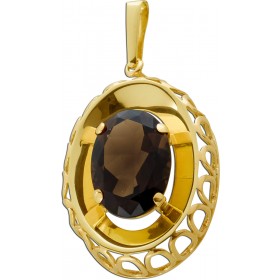Rauchquarz Anhänger Gold 333 8K brauner Edelstein Antikschmuck