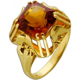 Citrin Ring Gold 585 14K gelber Edelstein Antikschmuck