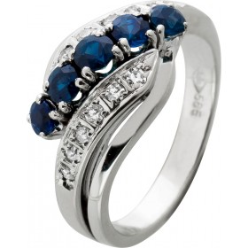 Saphir Ring Weißgold 585 14K Diamanten Antikschmuck
