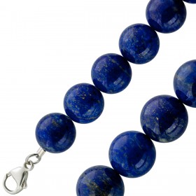 Edelsteinkette blauer Lapis Lazuli 12,5-17,4mm Silber 925 Karabiner 