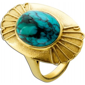 Türkis Damenring Gold 585 14K Edelstein Antikschmuck