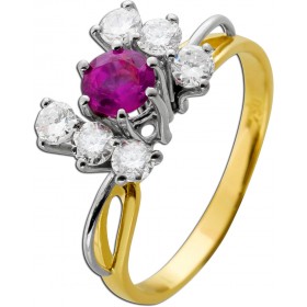 Rubin Ring Gold Weißgold 750 18K Diamanten Antikschmuck