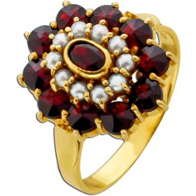Granat Ring Gold 333 8K Flussperlen Antikschmuck