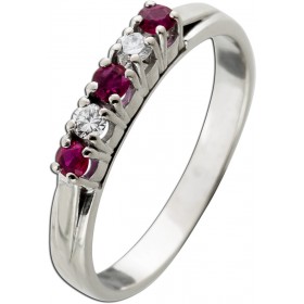 Rubin Ring Weißgold 585 14K Diamanten Antikschmuck