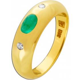 Smaragd Ring Gold 585 14K grüner Edelstein 0.6ct Brillanten 0.06ct