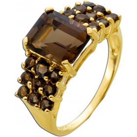 Rauchquarz Cocktail Ring Gold 585 14K braune Edelsteine 2.71ct 