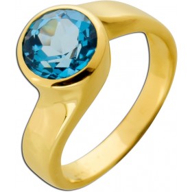 Blautopas Edelsteinring Gold 750 18 Karat blauer Edelstein 1ct 