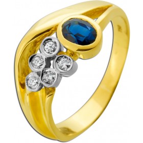 Saphir Ring Gold Weißgold 750 18K blauer Edelstein Brillanten 