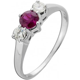Rubin Ring Weißgold 585 14K pinker Edelstein 0.40ct Brillanten 0.10ct 