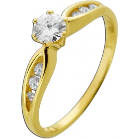 Diamantring Gold 585 14K Brillanten 0.42ct. TW VVS